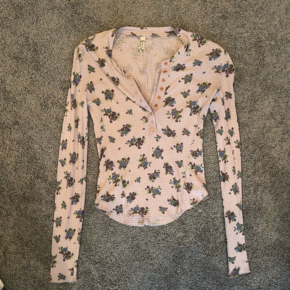 Free People Floral Thermal Long Sleeve